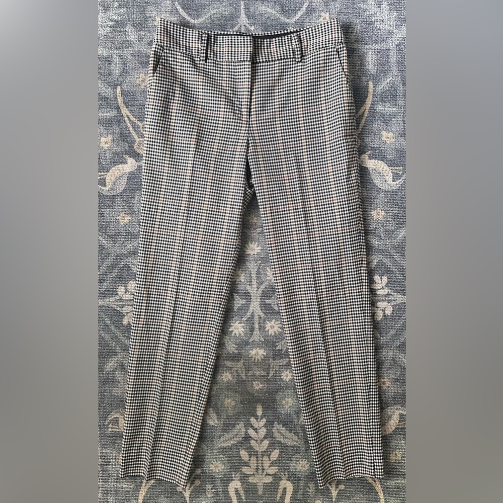 Talbots Hampshire Black Brown and White Duo-toned Houndstooth Ankle Pants